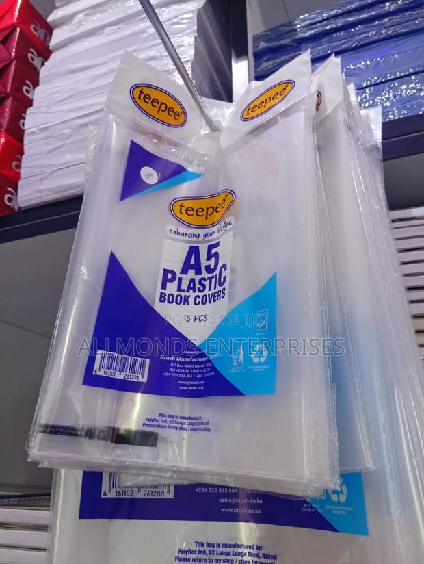 A5 Polythene/Plastic Book Covers 5 PCS Per Packet-Tepee