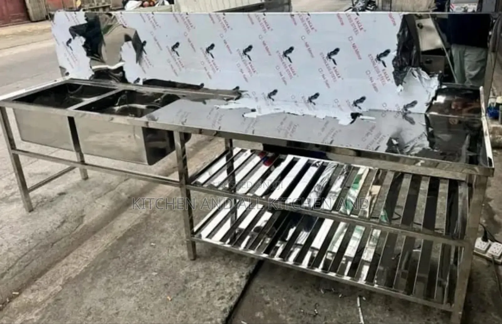 Customized Stainless Steel Sink With Worktable+Undershelves