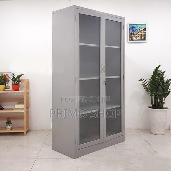 Office Cabinet: 2-Door Metallic Clear Class Office Cabinet