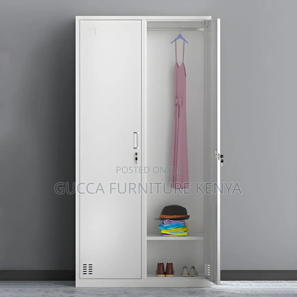 Cabinets:2-Door Metal Hinged Wardrobe Cabinet Office Home