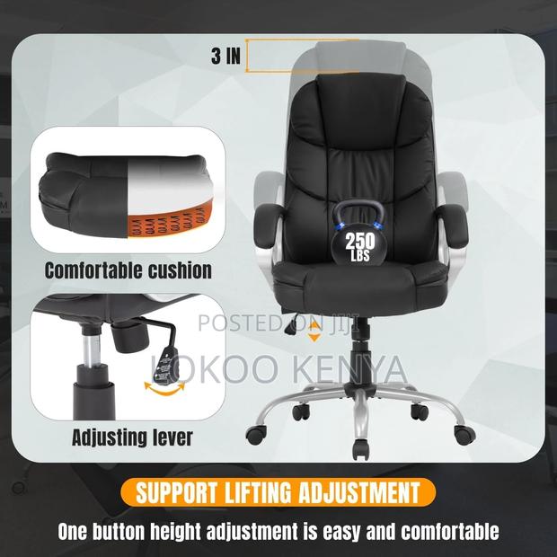 Office Chair: Black Leather Swivel Office Chair