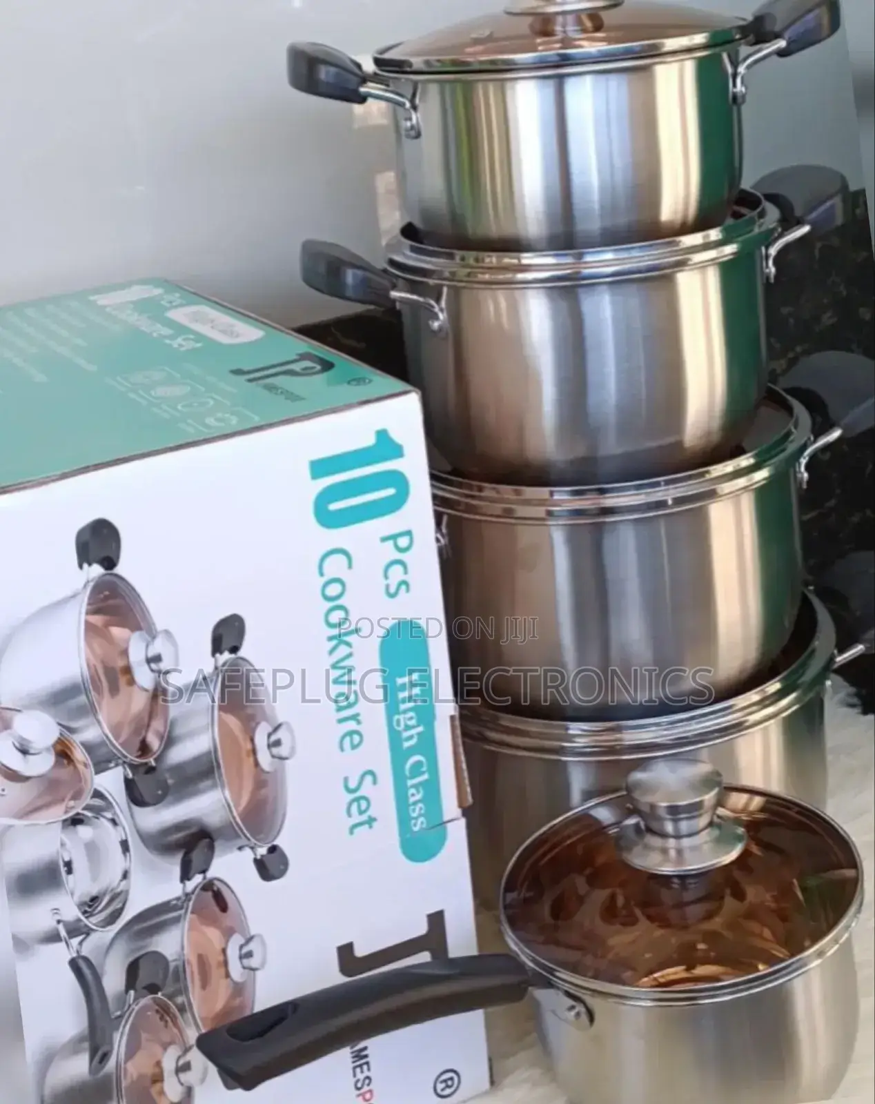 Jp - 10pcs - Stainless Sufurias With Glass Lids
