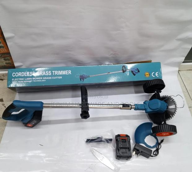 Cordless Grass Cutter Set With Wheel and Two Batteries - main view