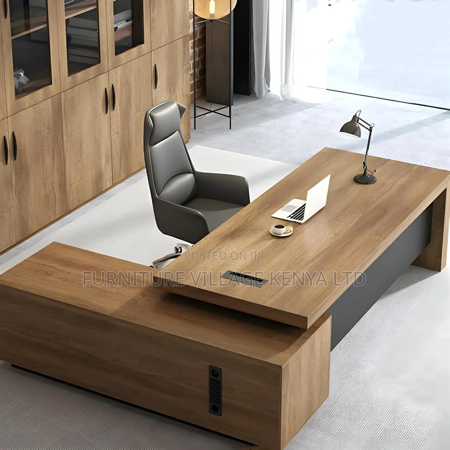 2000mm Office Table; Large Executive Desk With File Cabinet