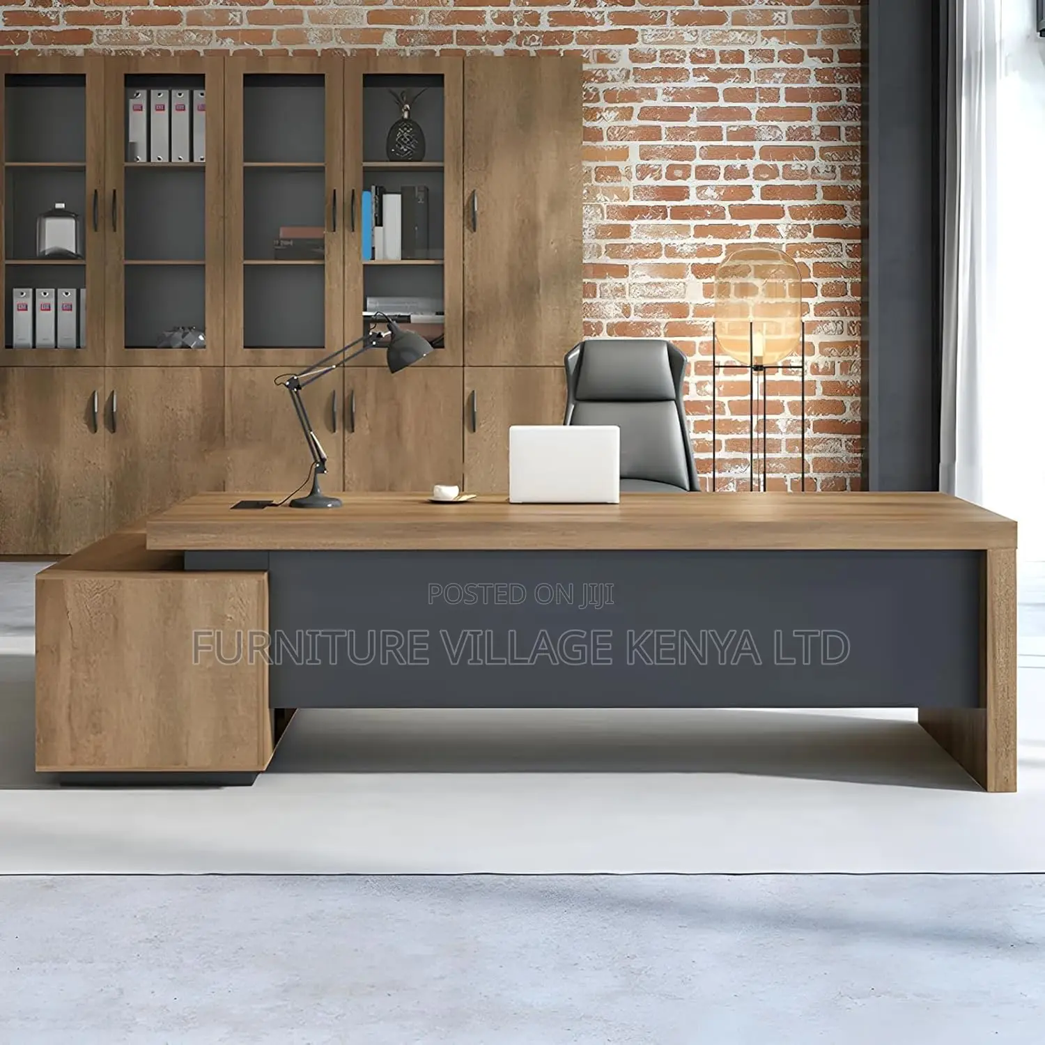 2000mm Office Table; Large Executive Desk With File Cabinet