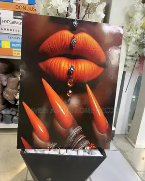 A3 Size Orange Lips and Nails Wall Art Hanging Decor