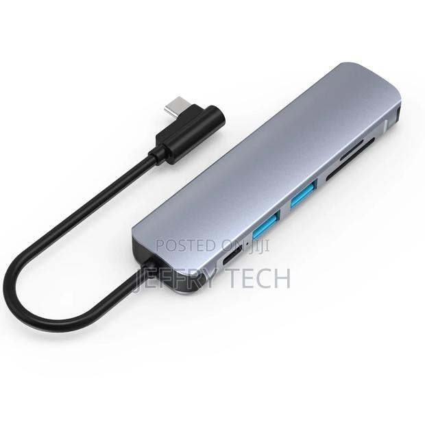 Airsky 6 in 1 Right Angle Usb-C Docking Station With 60w Pd - main view