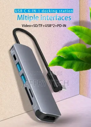 Airsky 6 in 1 Right Angle Usb-C Docking Station With 60w Pd