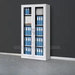 Cabinets: Assembled Home Office 2-Door Glass Storage Cabinet