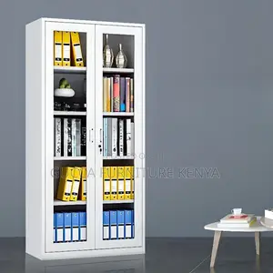 Cabinets: Assembled Home Office 2-Door Glass Storage Cabinet