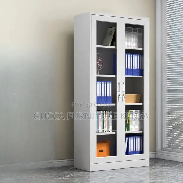Cabinets: Assembled Home Office 2-Door Glass Storage Cabinet