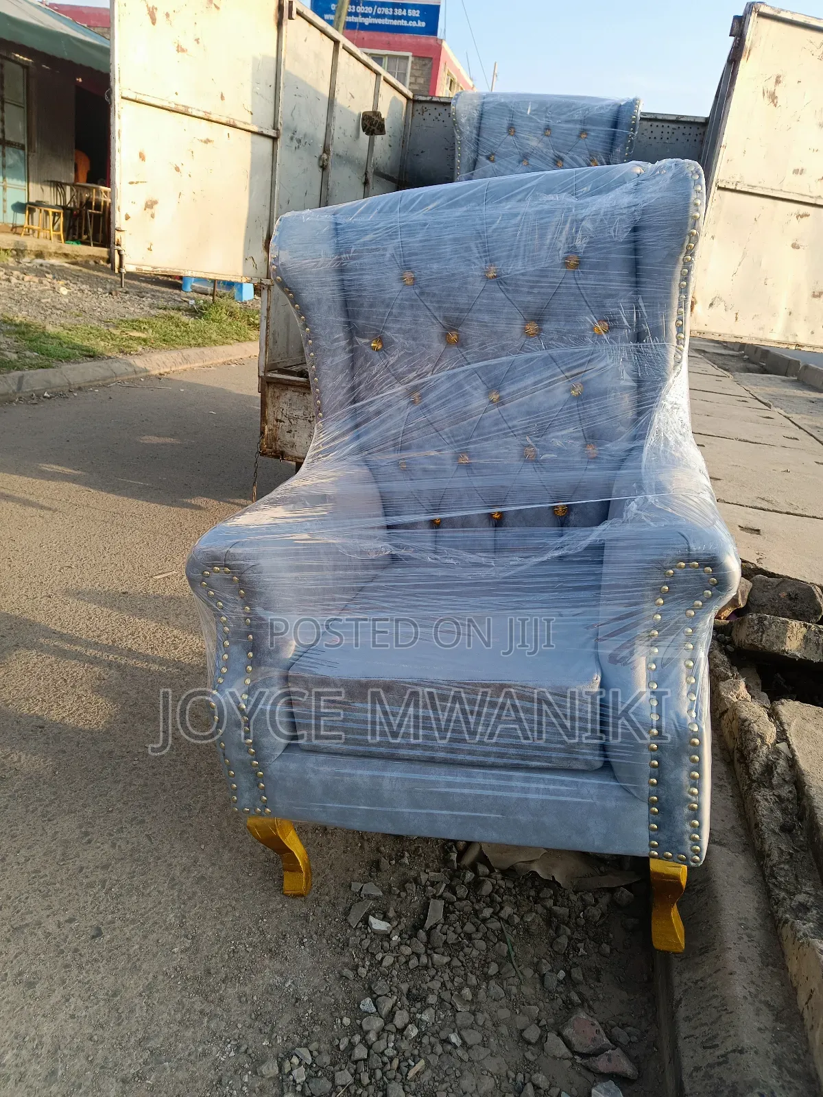 Pedicure Seat or King Chair, Grey and Gold