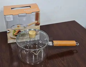 High Boron Heavy Borosilicate Glass Cookware Long Handle