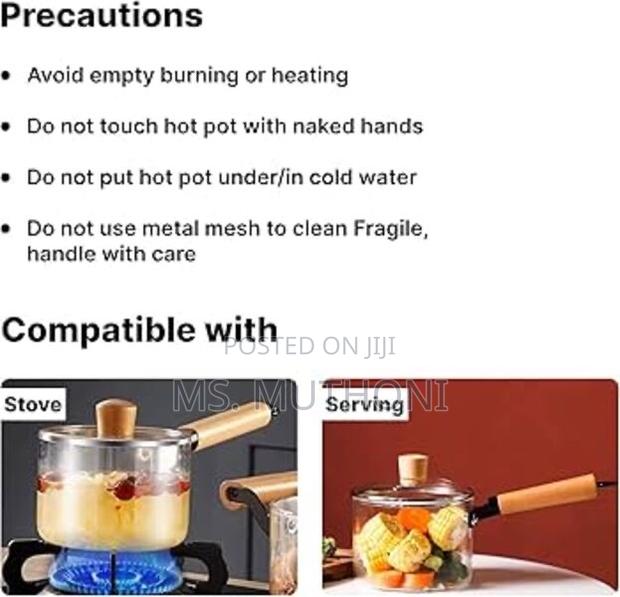 High Boron Heavy Borosilicate Glass Cookware Long Handle - thumbnail 3