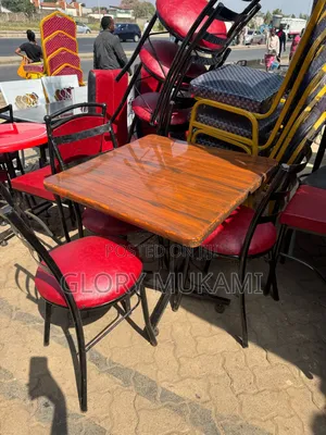 Brown Marble Square Table With  Chairs