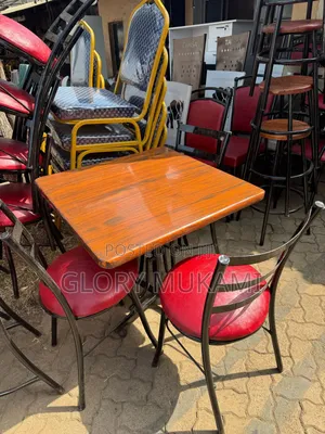 Brown Marble Square Table With  Chairs
