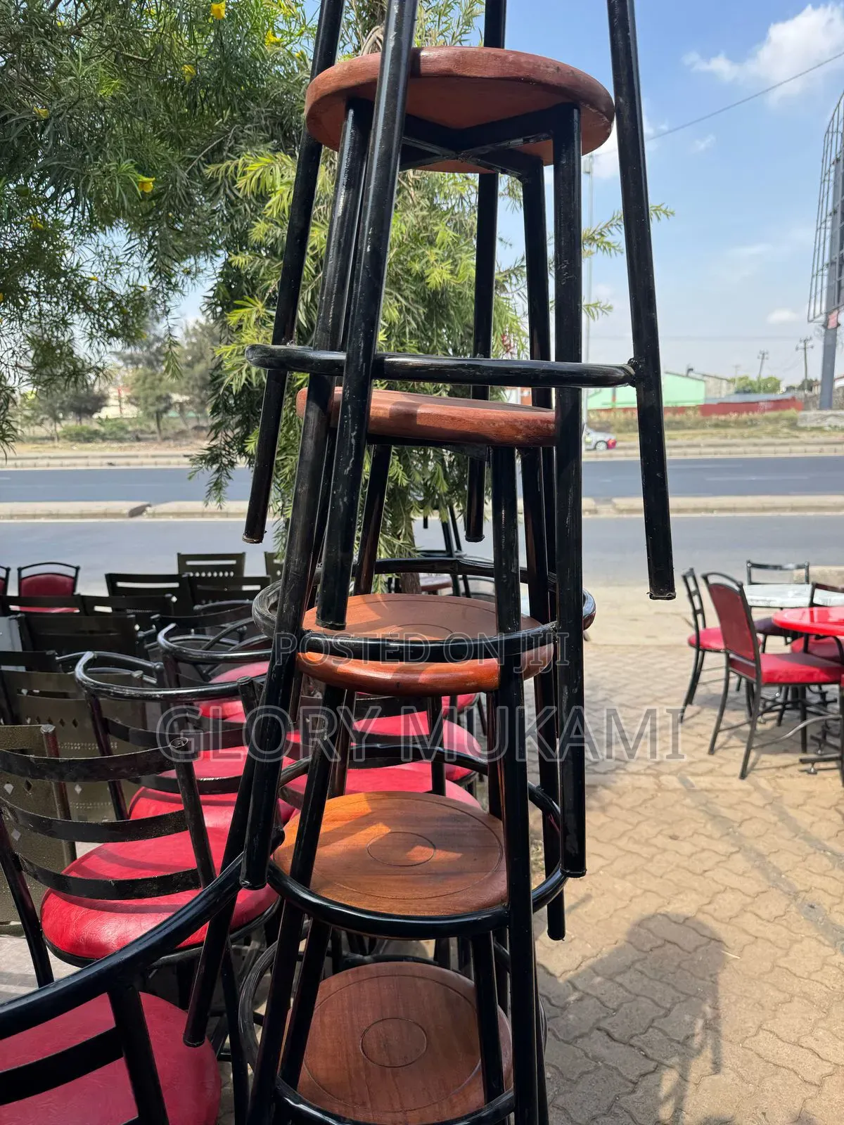 Mahogany Wooden Stool Chairs