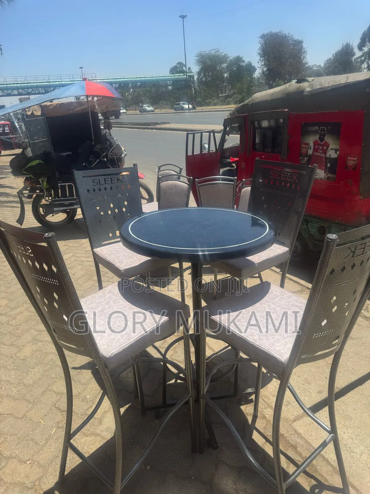 Restaurants And Bar High Grey Chairs And High Round Table