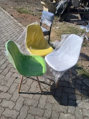 White Yellow Eames Hanging Chairs Balcony