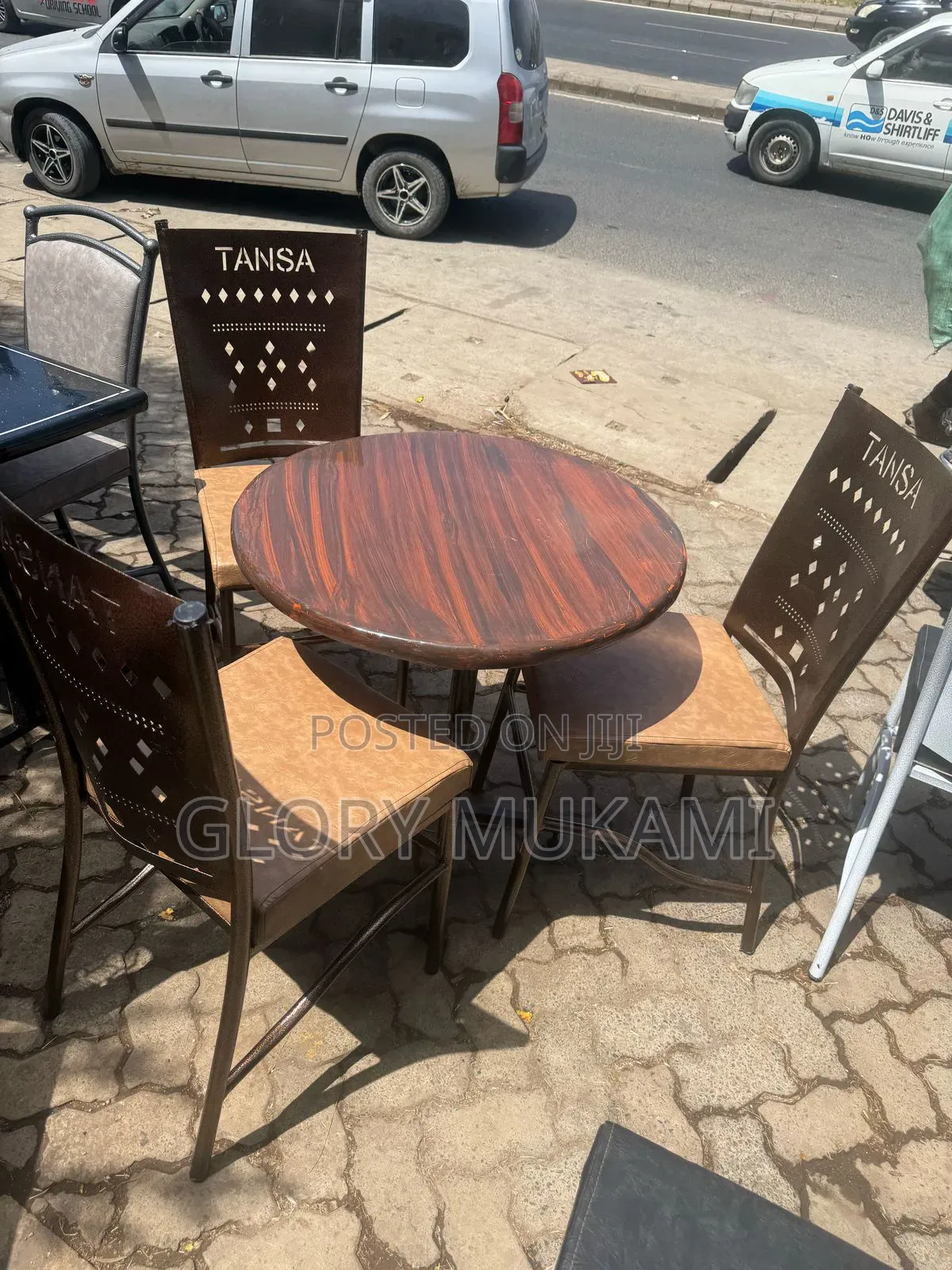 Brown Set Restaurants Marble Round Table