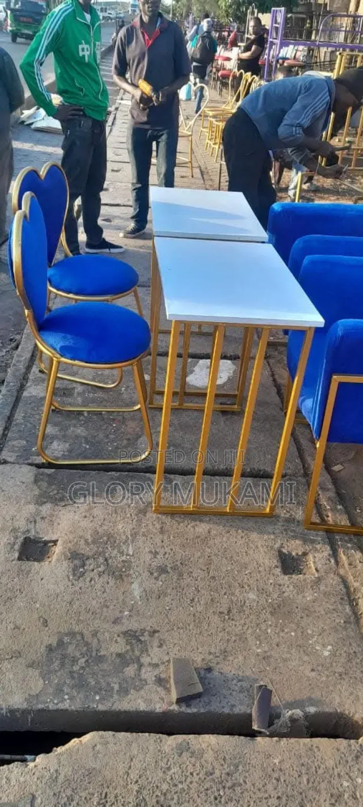 Blue Set Manicure Chairs And Table