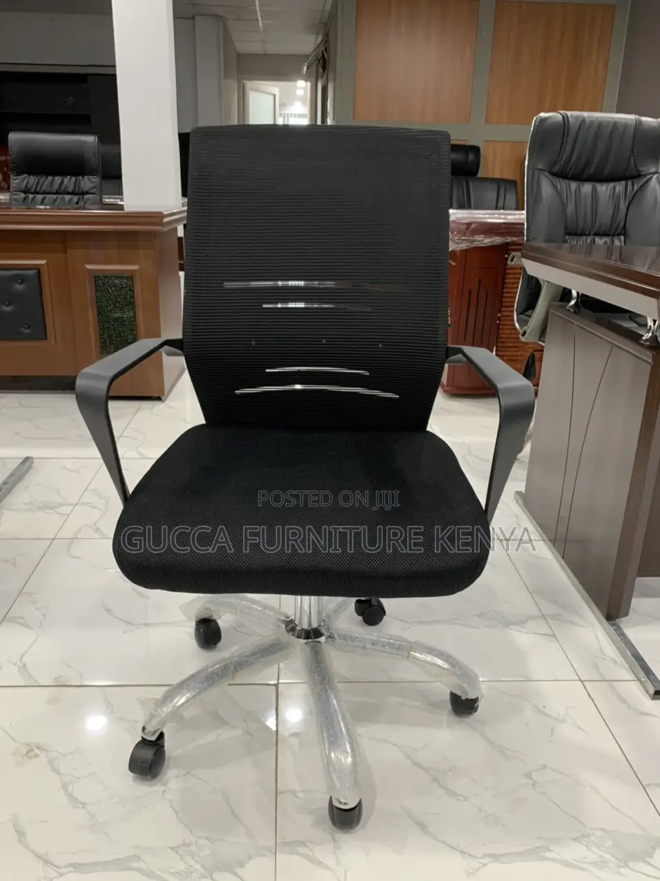 Office Chairs: Mid Back Office Mesh Chair Solid Back Rest