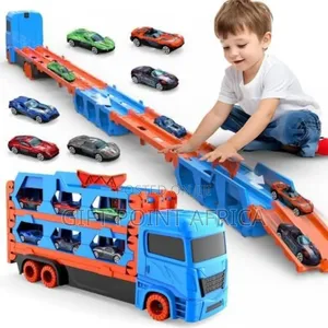 Foldable Transport Truck Toy Car With 6 Small Racing Cars