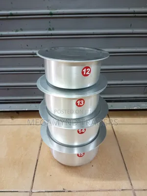 4pc Aluminium Sufuria + Lids Heavy Small /Aluminum Heavy Sufuria
