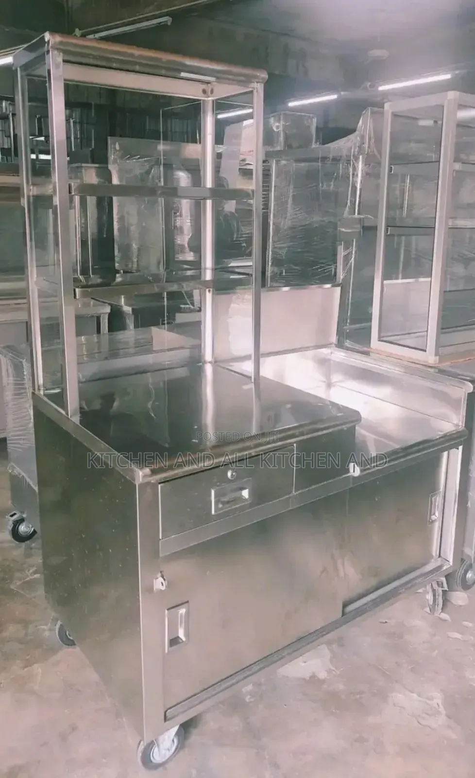 Stainless Steel Kitchen Cabinet+Overshelves