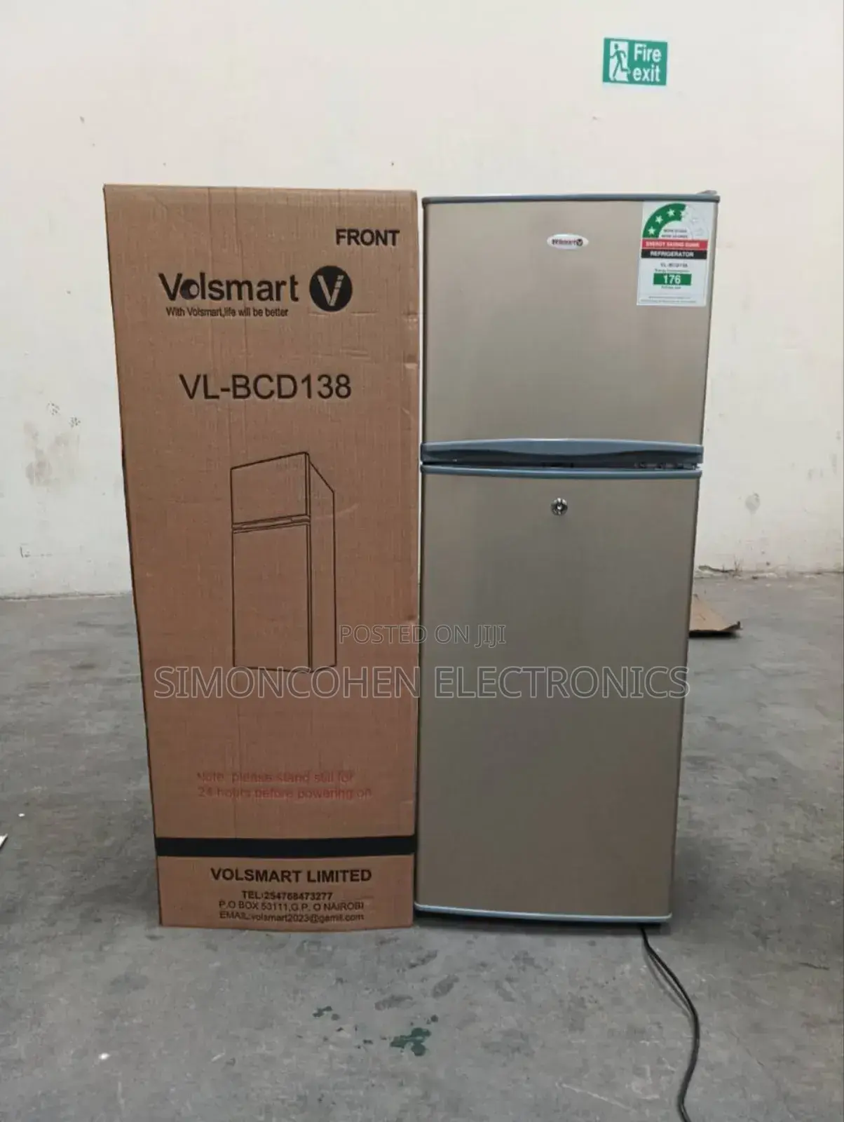 Silver Volsmart 138litres Double Door Refrigerator
