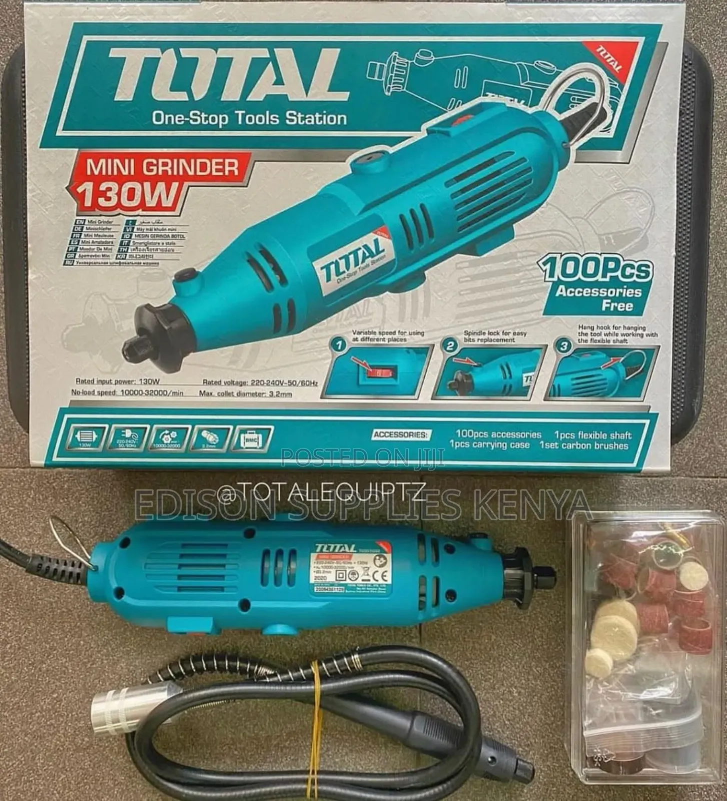 Total Grinder Mini Die Grinder 130 Watts 110pcs Accessories