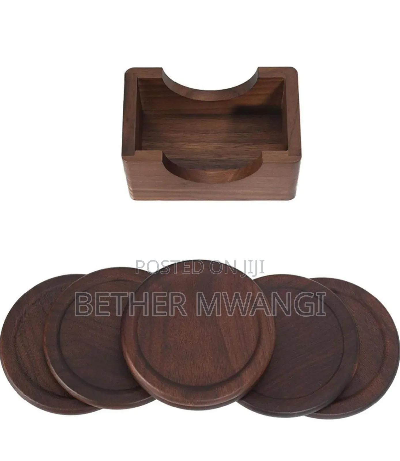 6pc Acacia Wood Coasters Set in Kenya