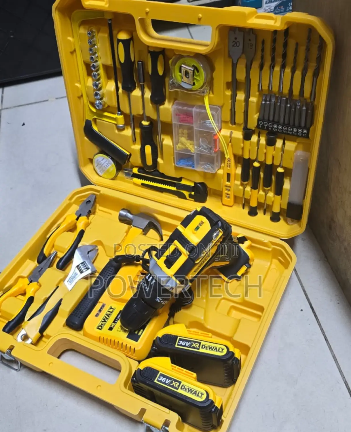 "36v Cordless Toolkit 
108pcs Set 
2 Batteries .