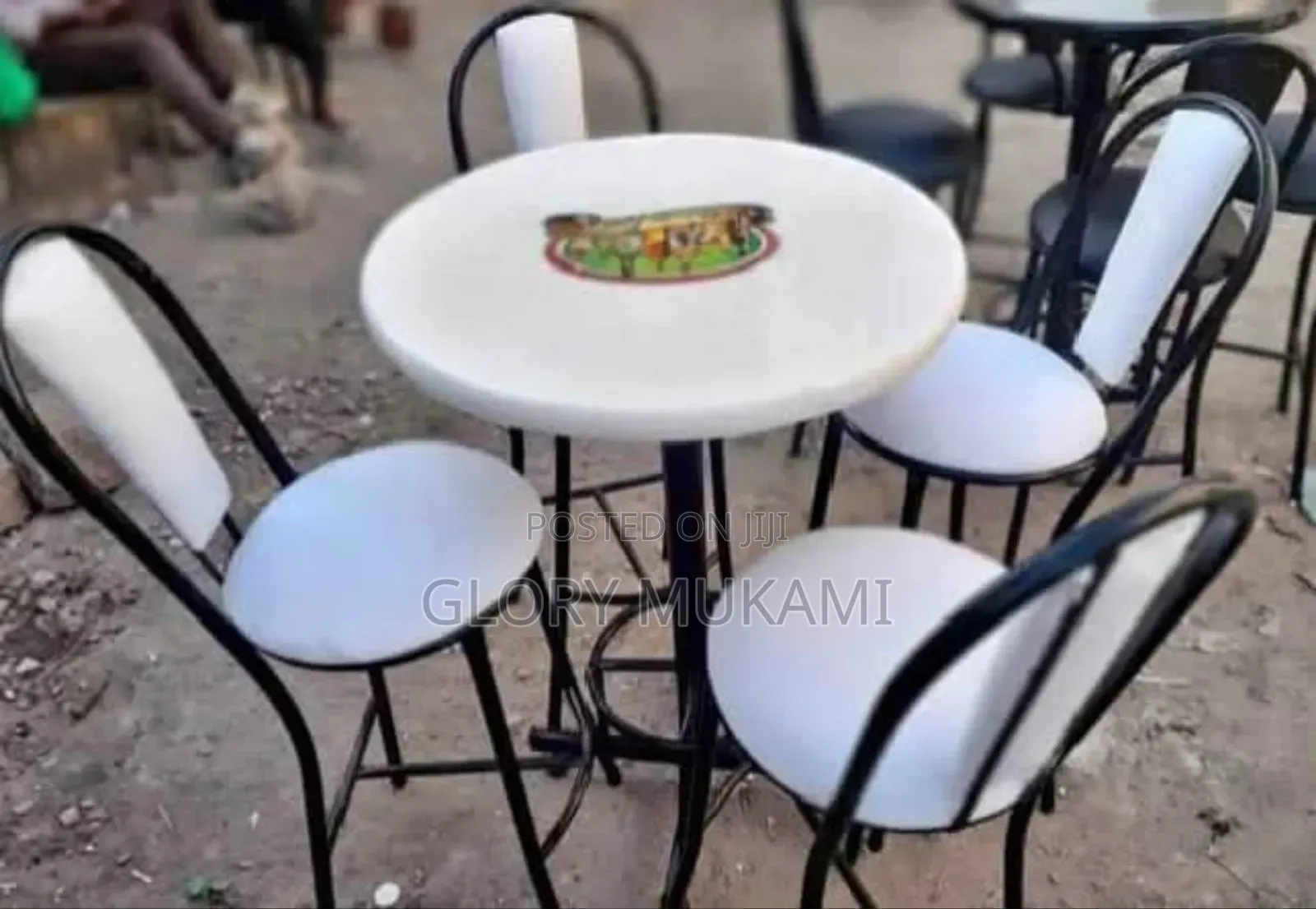 White Set Restaurants And Bar High Chairs And Table