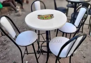White Set Restaurants And Bar High Chairs And Table
