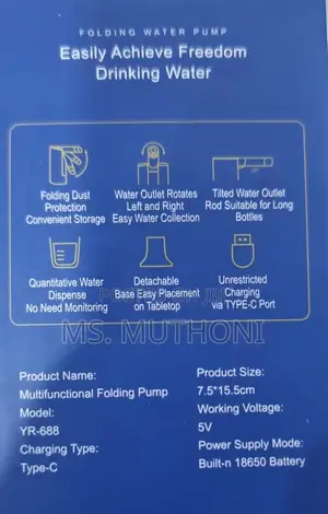 Rechargable Golden Folding Spout Automatic Water Pump