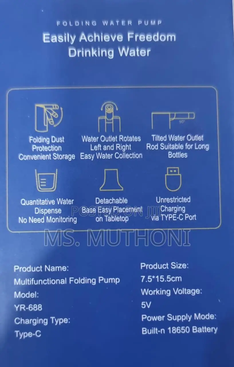 Rechargable Golden Folding Spout Automatic Water Pump