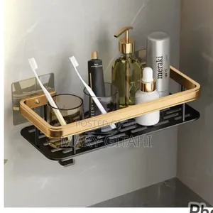 Aluminium Alloy Rectangular Bathroom Rack With Self Adhesive