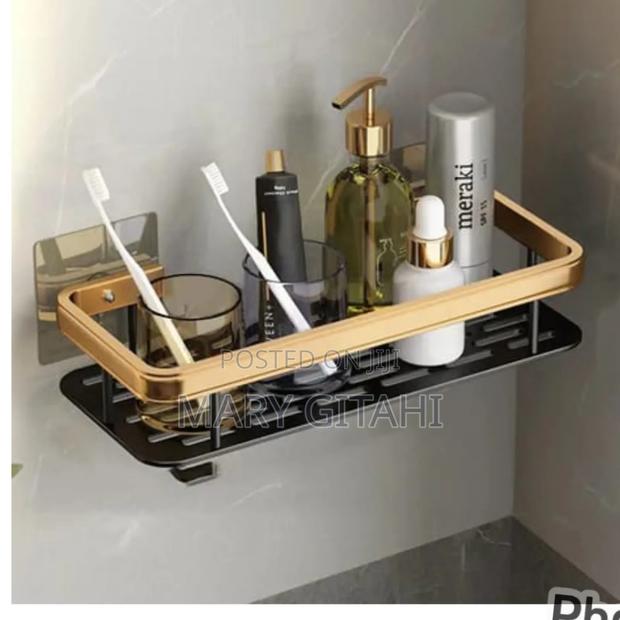 Aluminium Alloy Rectangular Bathroom Rack With Self Adhesive - main view