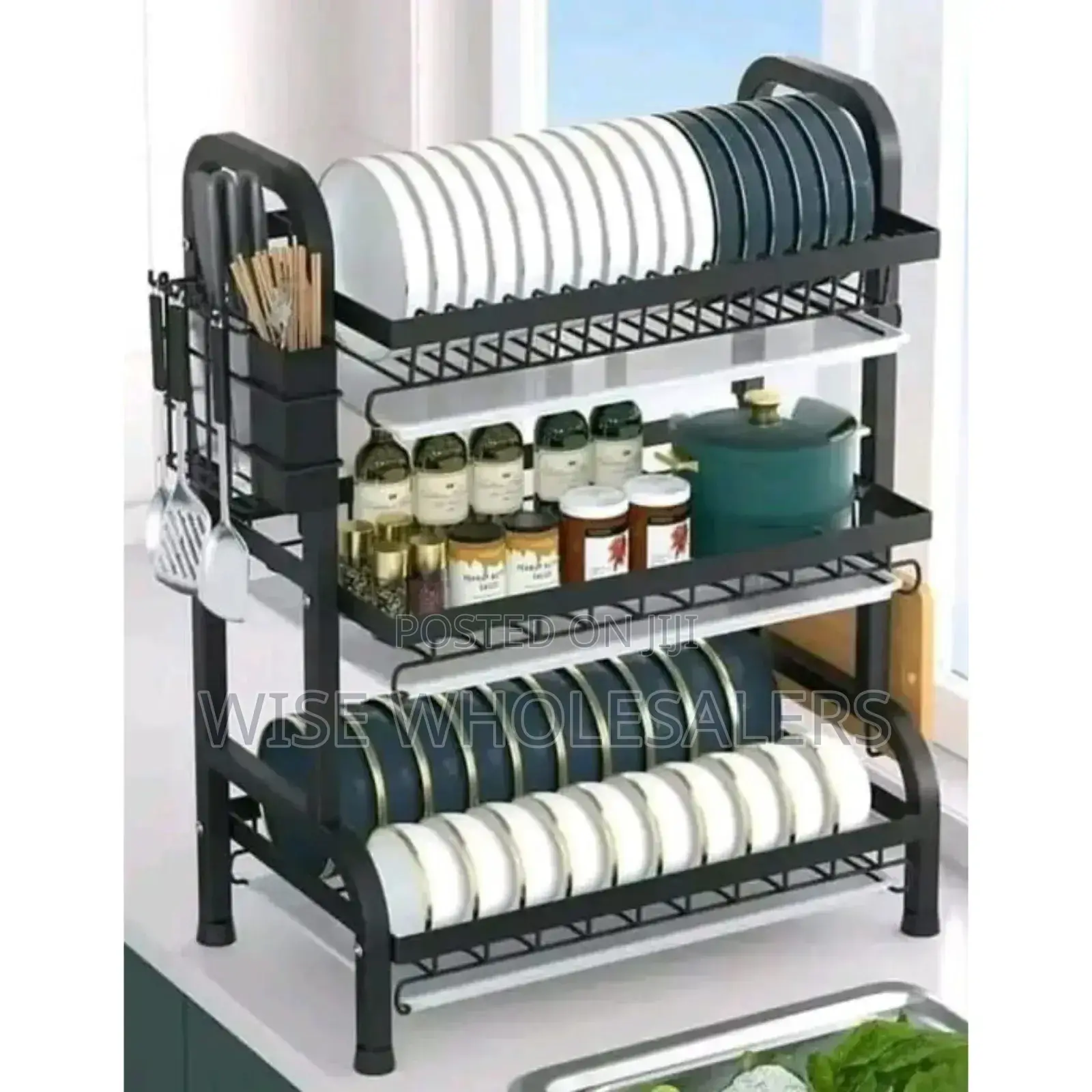 3 Layer Black Metallic Dish Rack