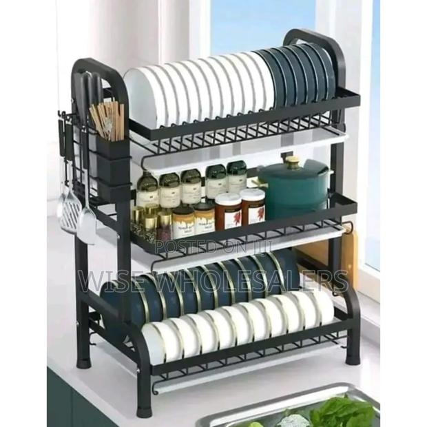 3 Layer Black Metallic Dish Rack•√°