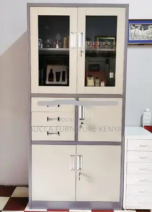 Cabinets: Secure 2-Door Cabinet With Safe-Metallic