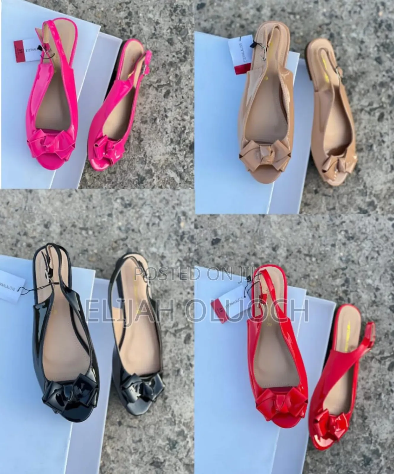 *Peeptoe Slingback Wetlook Flats Ladies Ahoes