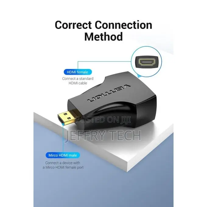 Vention Micro Hdmi Male to Hdmi Female Adapter Black