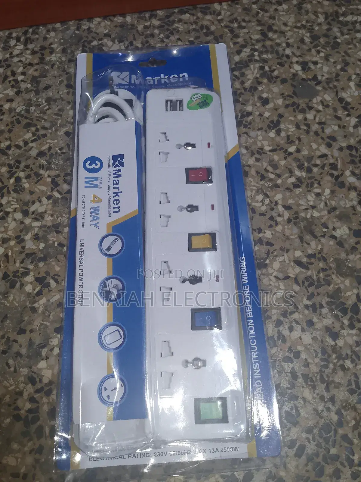 Extension Cables Marken 4 Way Extension (With Usb Port)