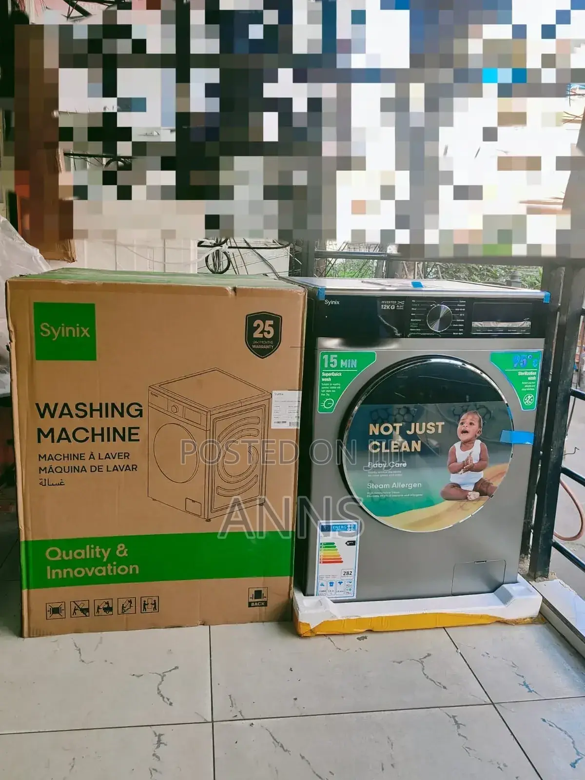 Syinix 12kgs Wash Ans Spin Front Load Washer