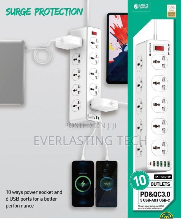 Lightwave Lw-ext-106u-3p 10-socket Extension With Surge