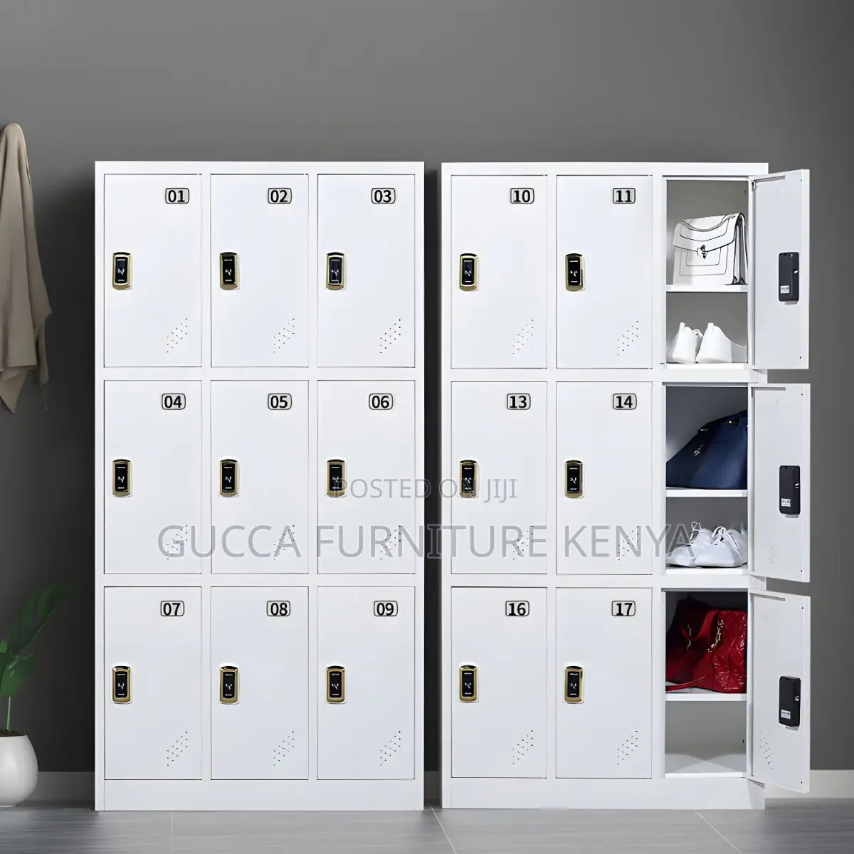 Cabinets:9-Locker Steel Contemporary Cabinet for Home Office