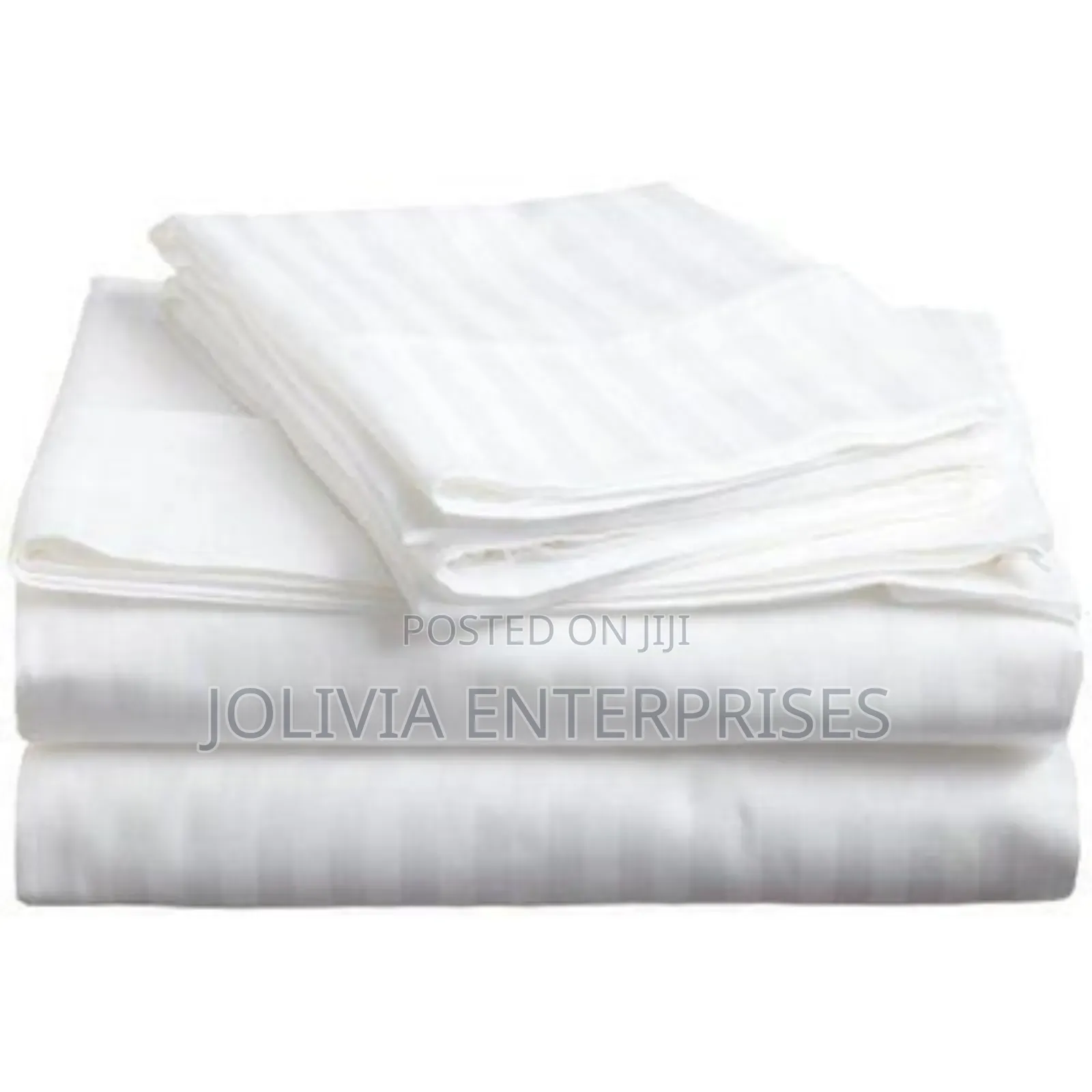 Hotel Quality White Stripped Fitted Bedsheet Set