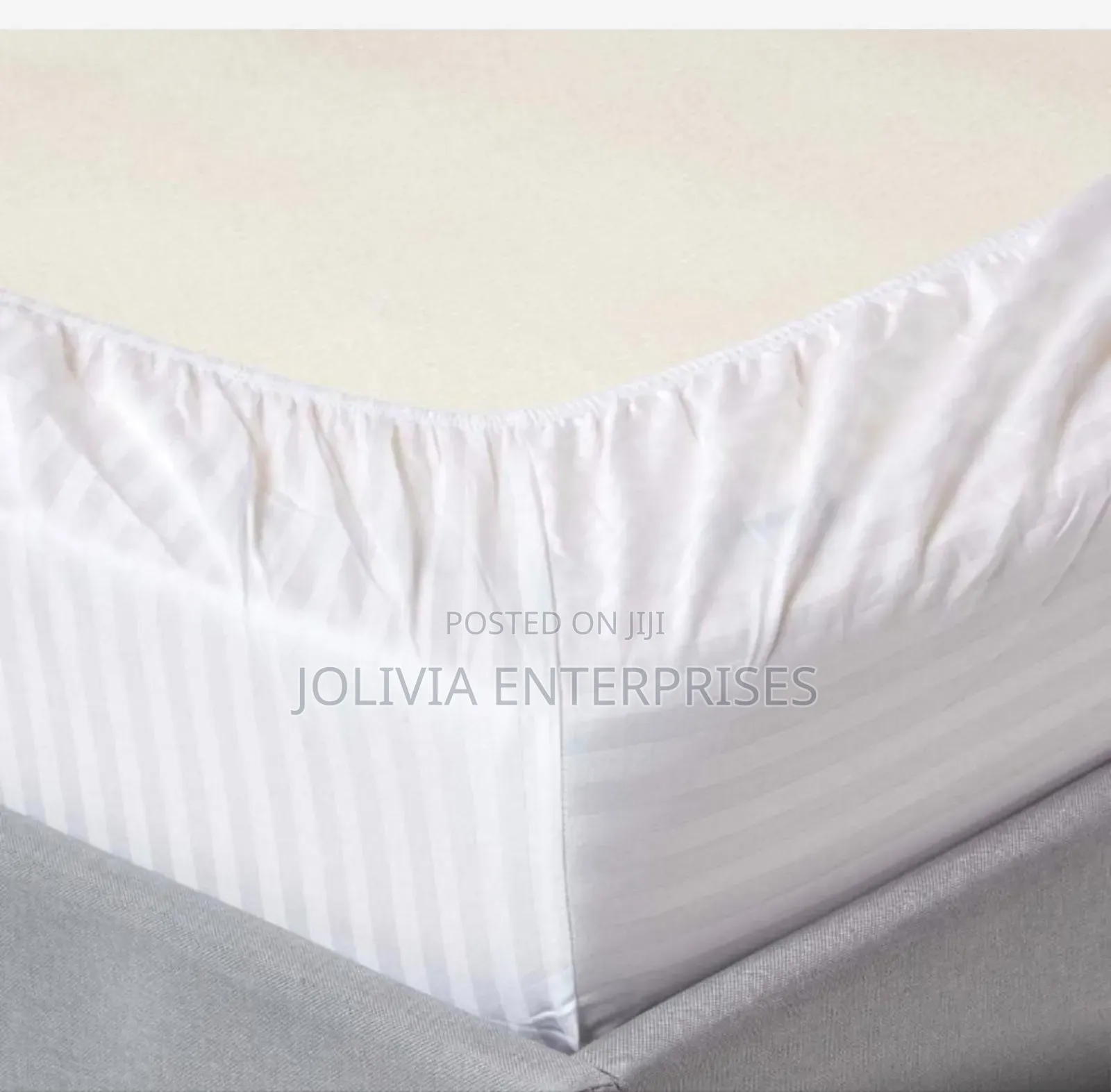 Hotel Quality White Stripped Fitted Bedsheet Set